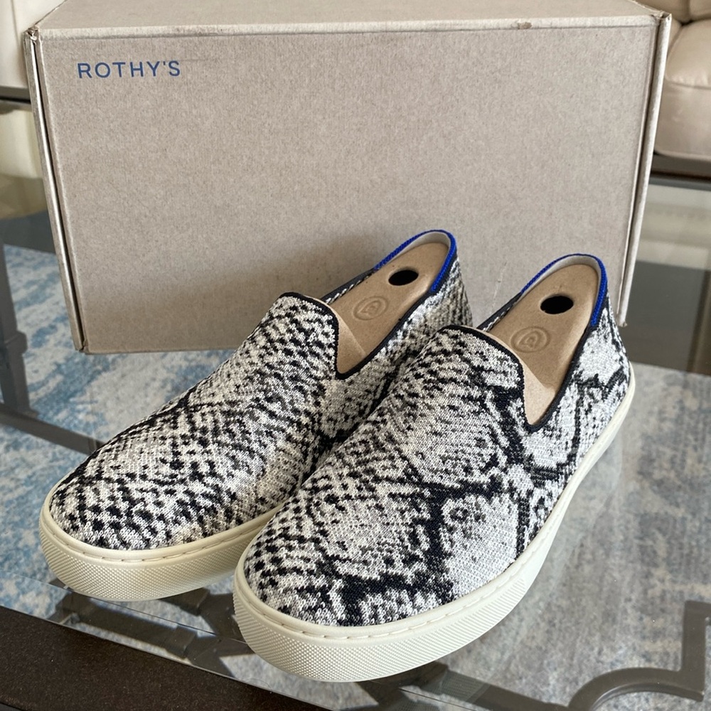 NIB Rothy’s Python print slip on sneakers